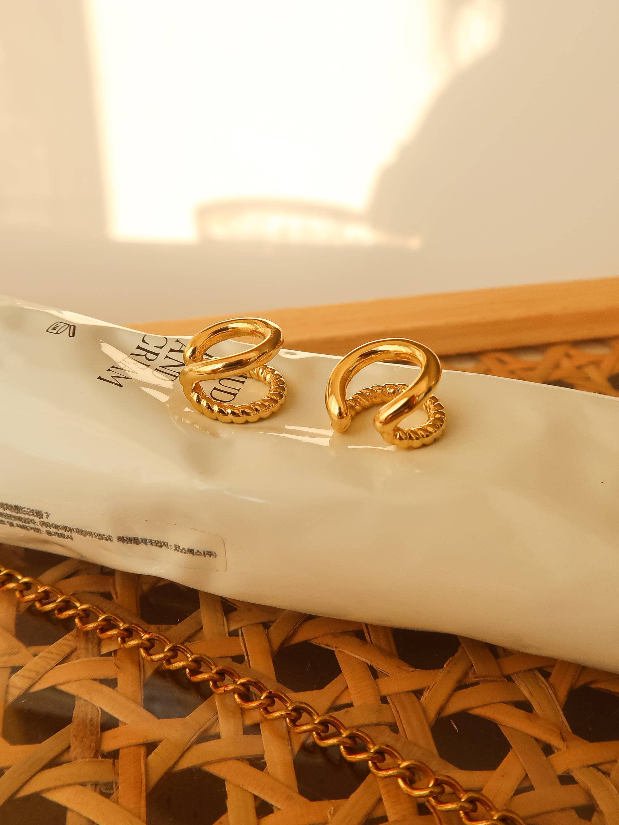 Lucas 18K Gold Non-Tarnish Braided Ear Cuff for wholesale on Faire1