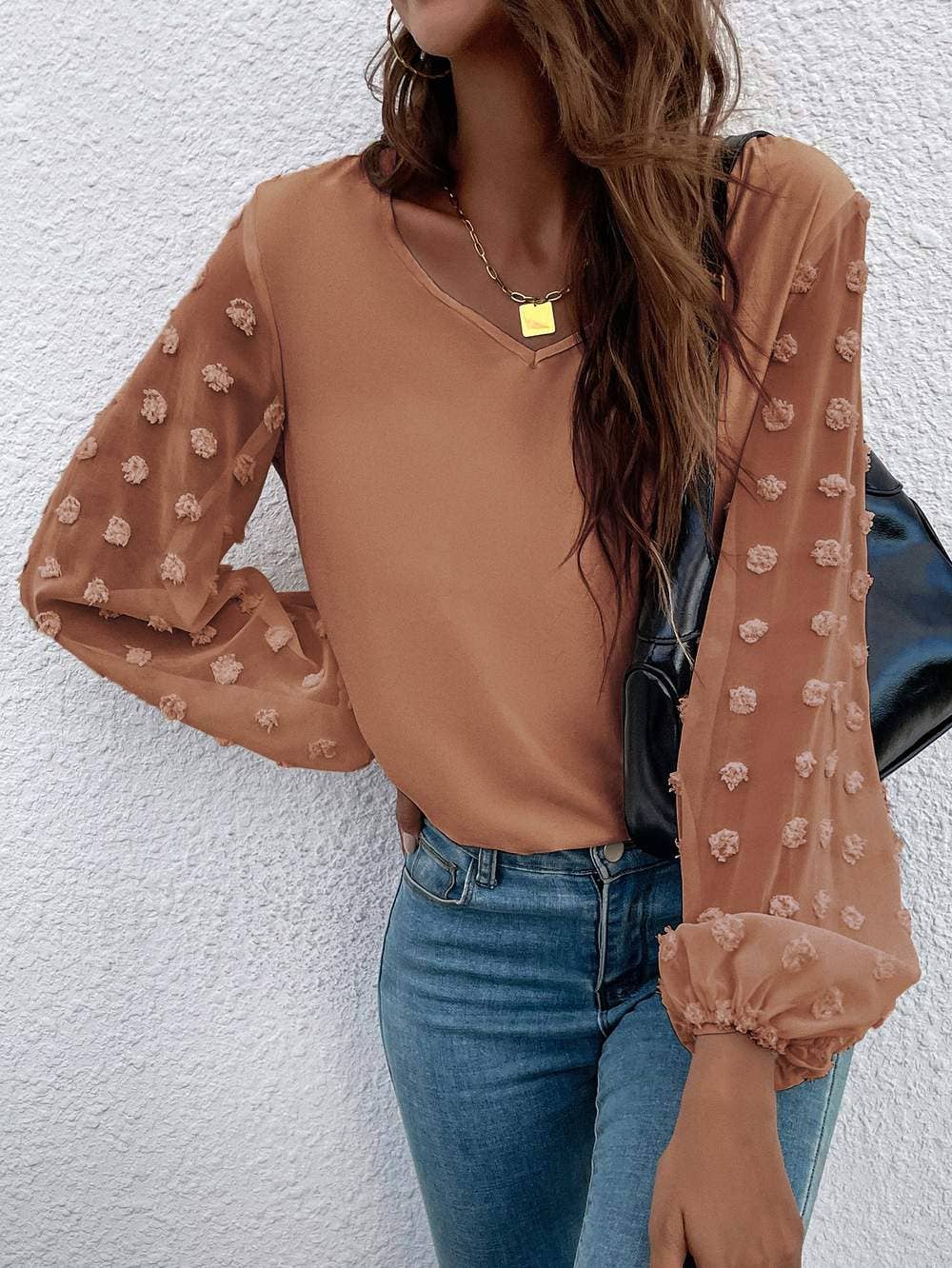 Fashion Combination - Wholesale Blouse - Women's - swiss dot bishop sleeve blouse6