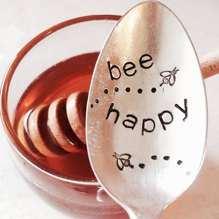 Bee Happy Spoon for wholesale by Sweet Thyme Design