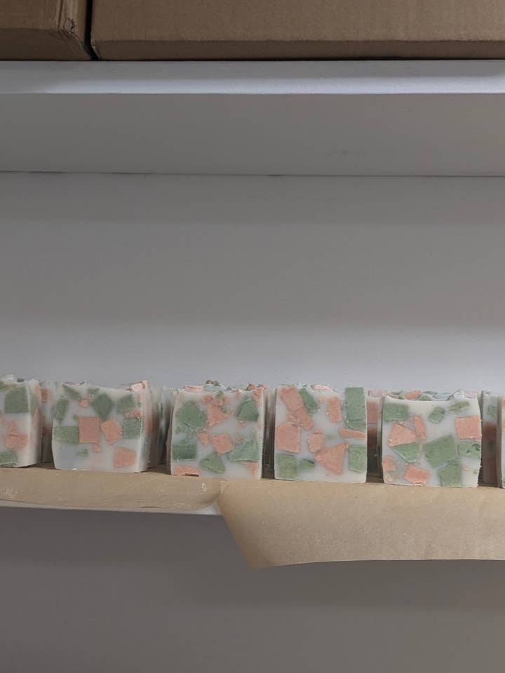 Peppermint and Pine coconut oil and lard soap for wholesale by Bumble Holler Farm