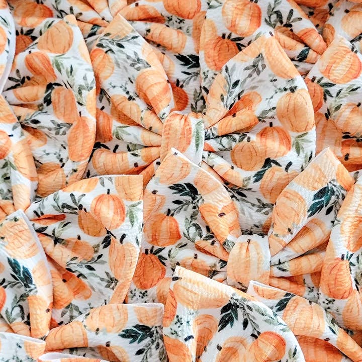 Dainty Delights Creations - Venta al por mayor Lazo para el pelo - Niños - Savannah Bow-Calabaza Jardín Bala/Tela Liverpool1