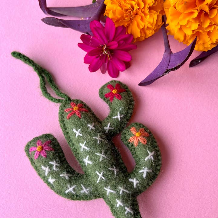 Ornaments 4 Orphans - Wholesale Ornament - Cactus Embroidered Wool Christmas Ornament2