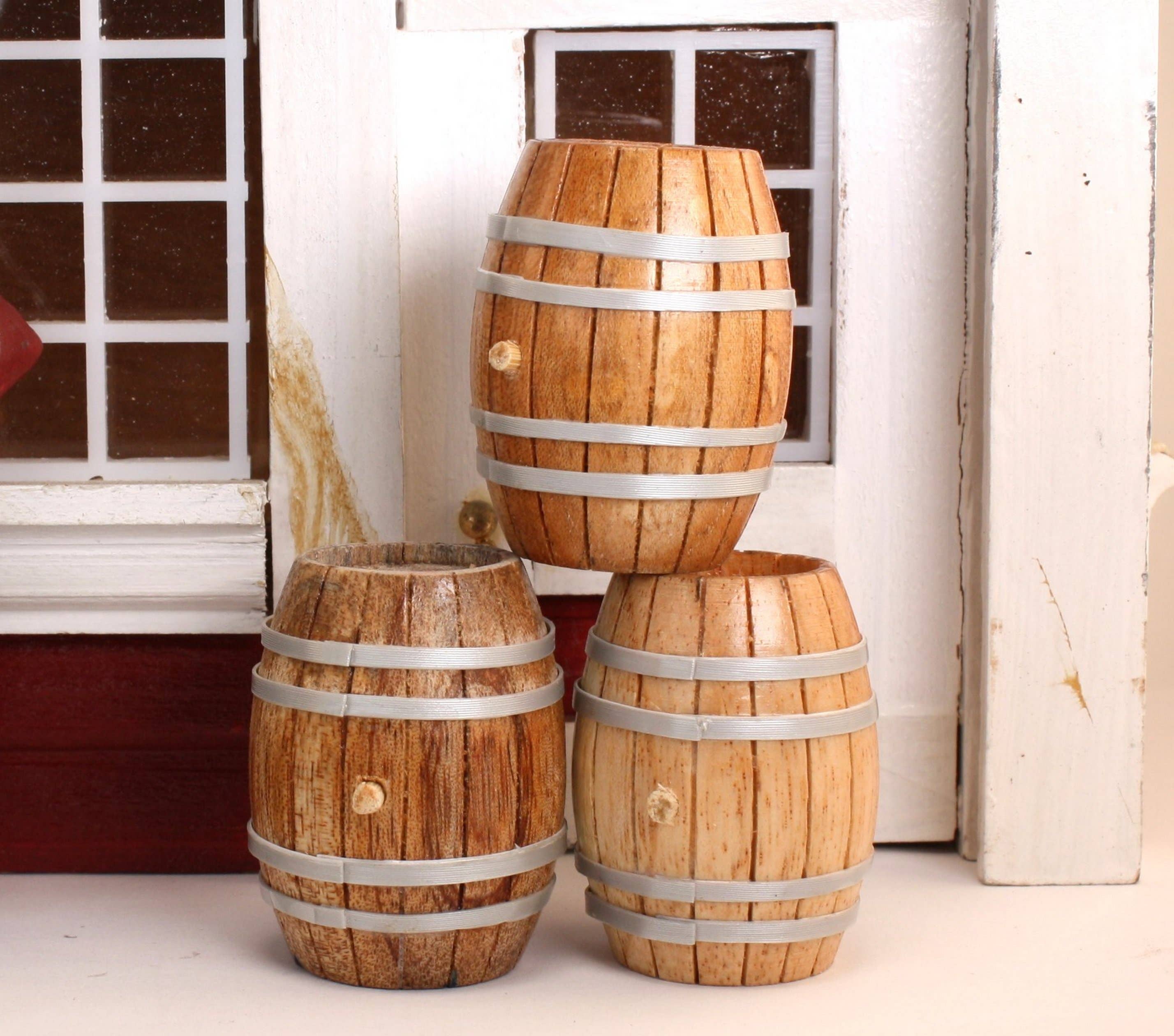 Meyer Imports - Wholesale Decorative Tabletop Object - Barrel - Vintage Wooden Whiskey - Set of 4 - 101-06025