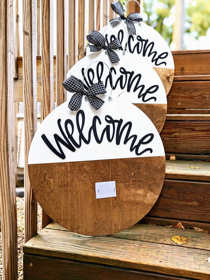 Half Block Welcome Interchangeable Door Hanger (For Attachments) for wholesale by Pocketful of Posies