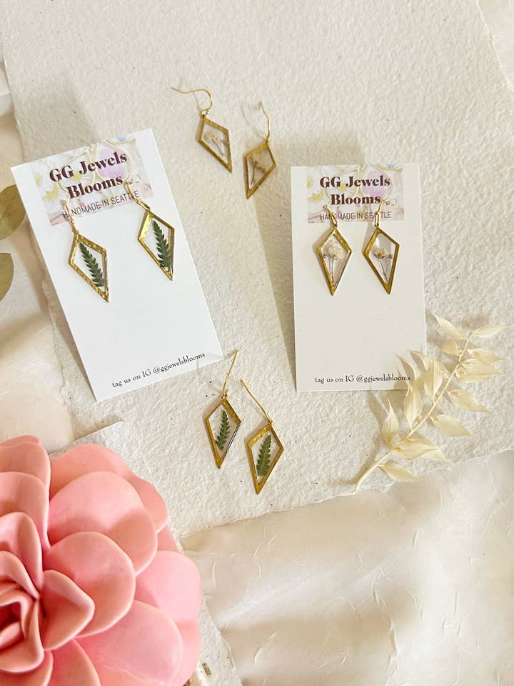 Geometric rhombus botanical Earring for wholesale by GG Jewels Blooms