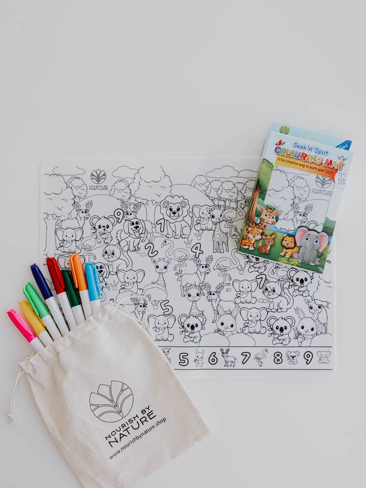 Seek N Spot Silicone Colouring Mat Animal Theme for wholesale by Nourish By Nature