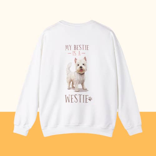 Backprint Heavy Blend™ Crewneck Sweatshirt "My Bestie is a Westie" für den Großhandel von Pawzlove