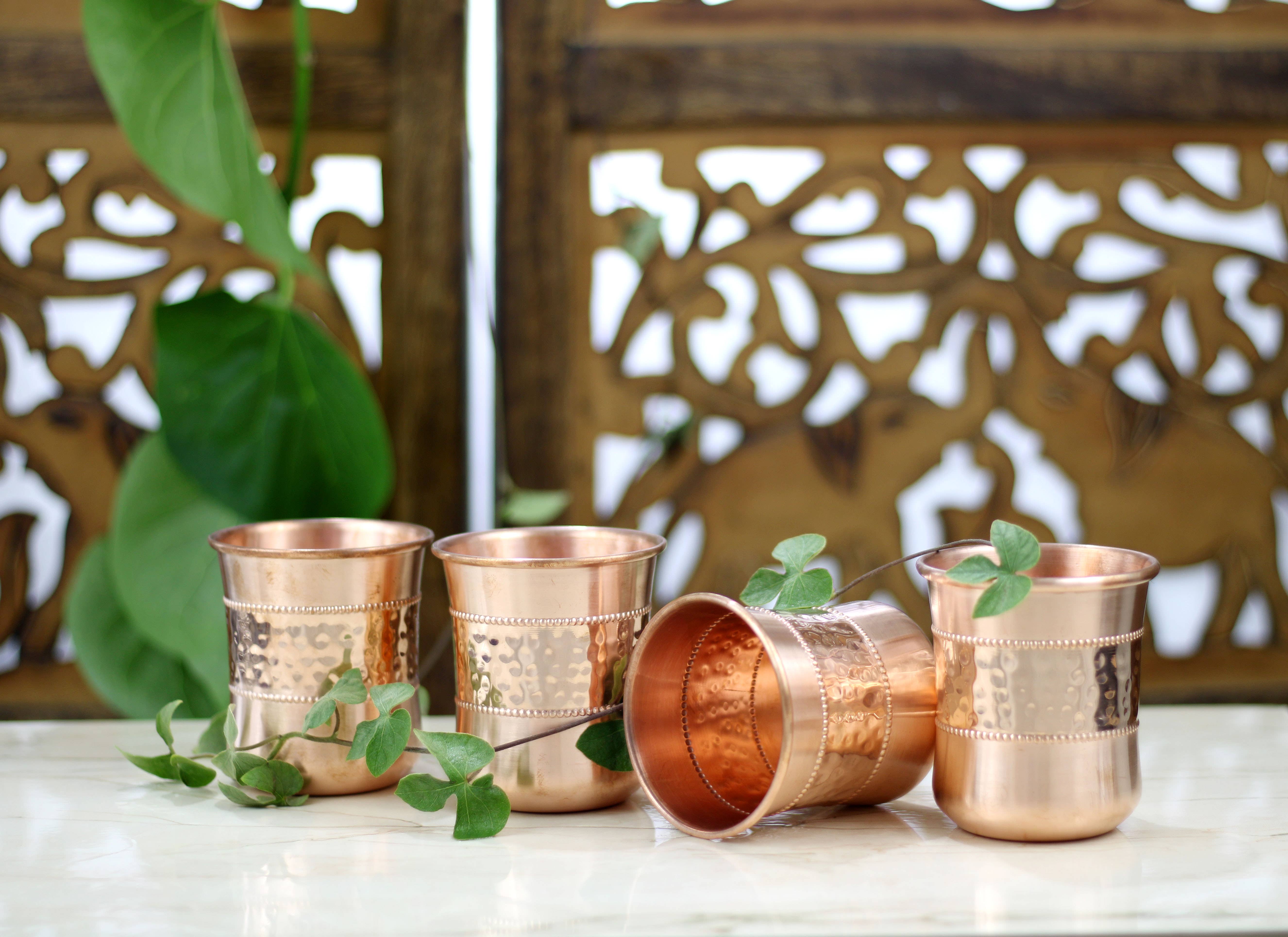 El'Cobre-Ecozonelifestyle - Wholesale Drinking Glass/Cup - Curved Sequence Copper Water Glass Set(4 Glasses)3