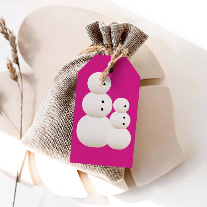 Sneeuwpoppen Roze Cadeaulabels | Feestdagen Cadeaulabels | Set van 8 voor wholesale door Blú Rose