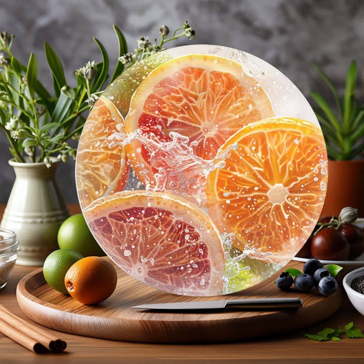 Tempered Glass Cutting Board: Citrus Charcuterie Board (2) for wholesale by Fernville Creations