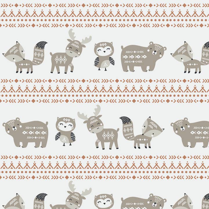 Fleece and Flannel 2024-Aztec Woodland Stripe-Cream for wholesale by Camelot