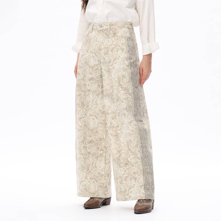 Cooltrans Imprimé Bohème Jean Barrel Taille Haute DEOX005 pour la vente par DOSSEVISU