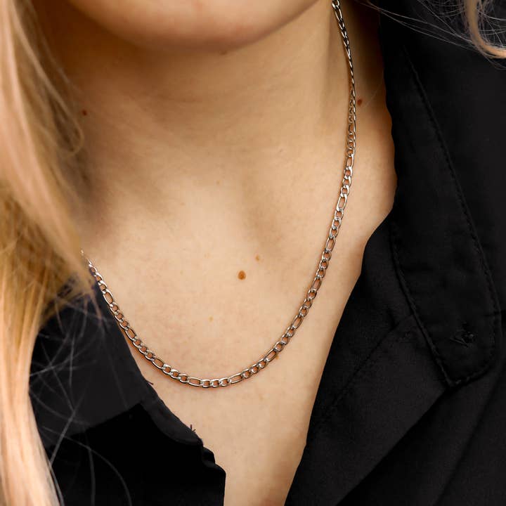 WJW - Wholesale Link & Chain Necklace - Stainless Steel Figaro Chain Necklace3