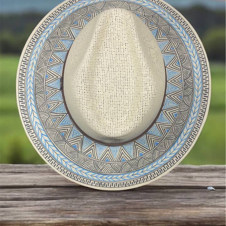 GMCE Global Trading, LLC - Wholesale Straw Hat - Unisex - Premium Detailed Hand-Painted Palm Straw Fedora Hat 5