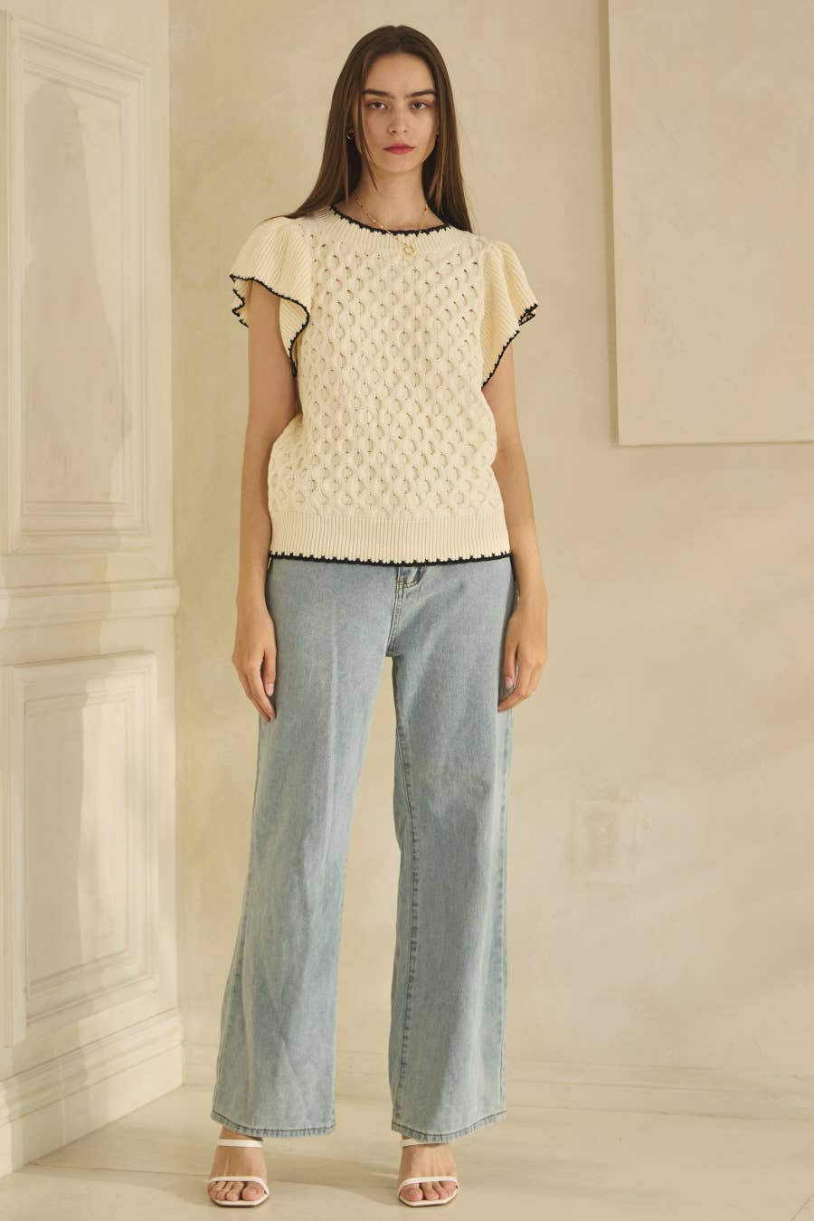 Oddi - Wholesale Gebreide top - Dames - Plus Solid Cable Knit2