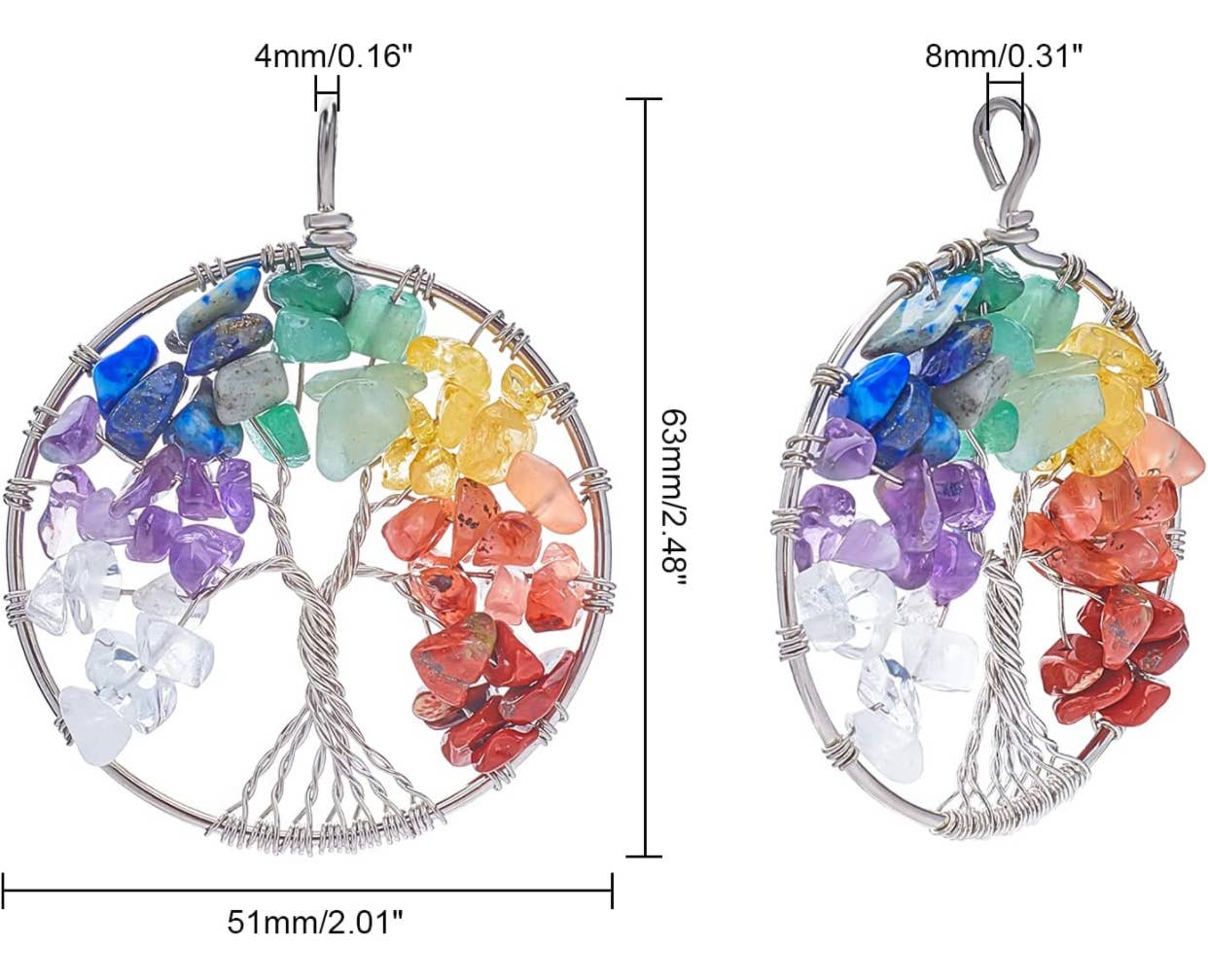 Moon River Designs - Vente Colliers à pendentif - Collier en cristal en forme d'arbre de vie enroulé en fil de fer2