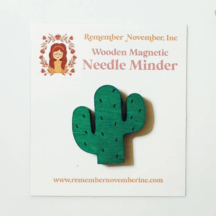 Cactus Needle Minder, Wooden Magnetic Needle Minder for wholesale by Remember November, Inc