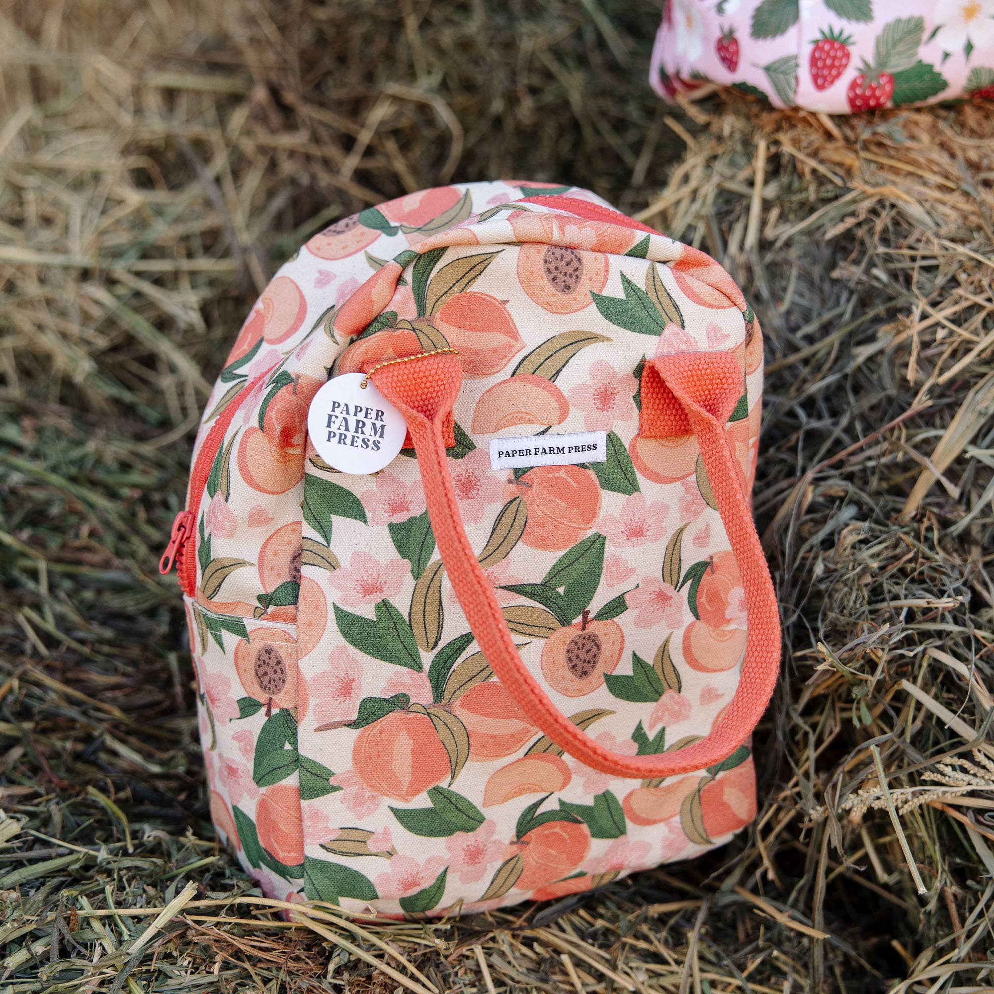 Paper Farm Press - Wholesale Lunch Bag/Box - Peach Blossom Reusable Canvas Lunch Tote Bag4
