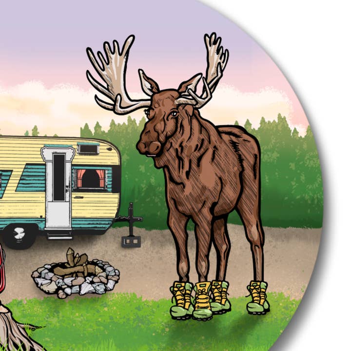 Magnets | Bottle Openers | Camping Moose In Boots for wholesale by Two Little Fruits