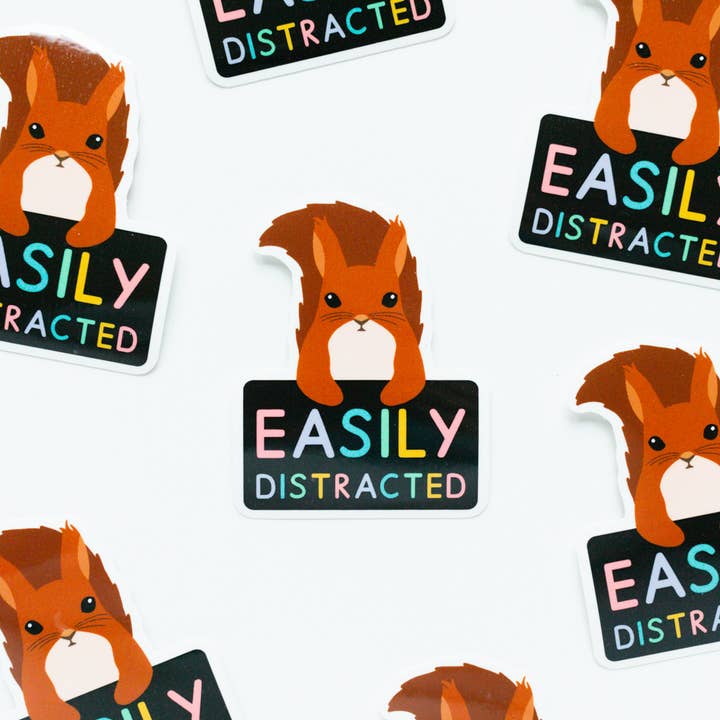 Easily Distracted ADHD Eco Friendly Sticker | Compostable for wholesale by Jeff and the Squirrel