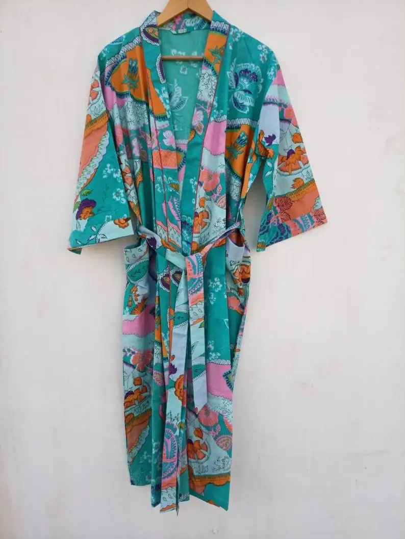 GYPSY STUDIO - Wholesale Robe - Unisex - Unisex Robe Cotton Kimono Indian Hand Block Printed Cotton0
