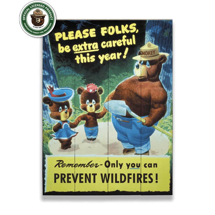 Smokey Bear 1947 Please Folks - Wood & Metal Wall Art for wholesale by Old Wood Signs