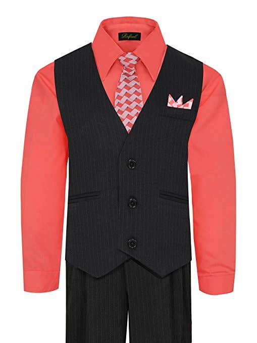 b-one inc - Wholesale Suit Set - Kids - Boys Vest Suit Shirt Tie Pants Pinstripe Size 8-14 RFL-16882
