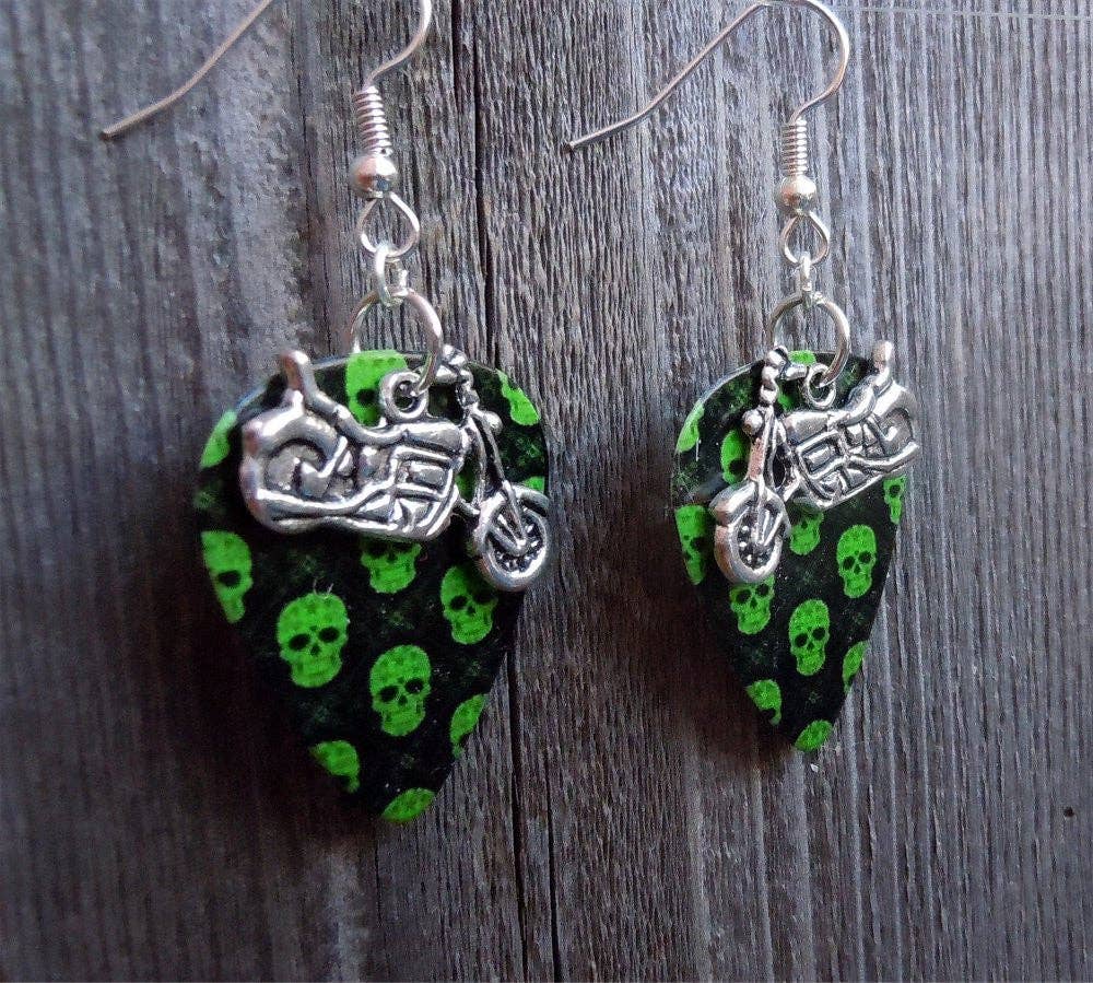 Simply Raevyn - Wholesale Dangle Earrings - Motorcycle Charm Guitar Pick Earrings11