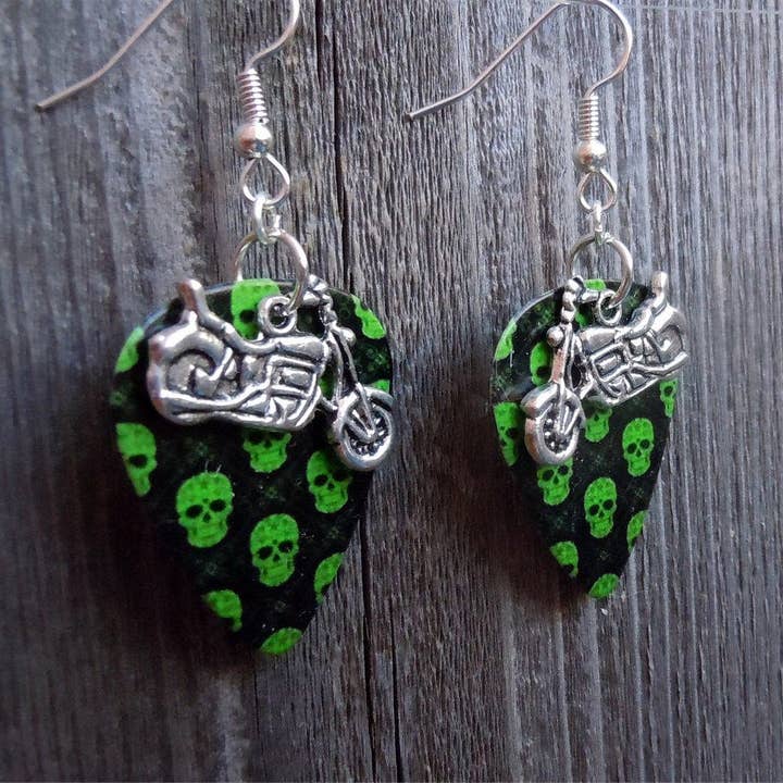 Simply Raevyn - Wholesale Dangle Earrings - Motorcycle Charm Guitar Pick Earrings11