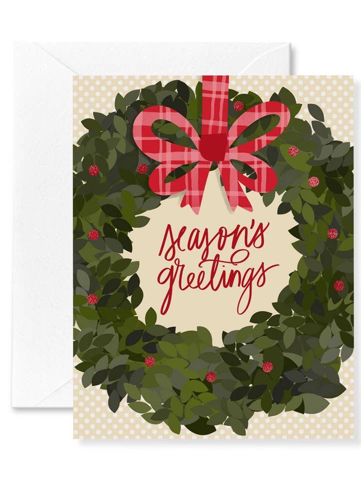 Seasonal Wreath Holiday Card for wholesale by Announce Divinely