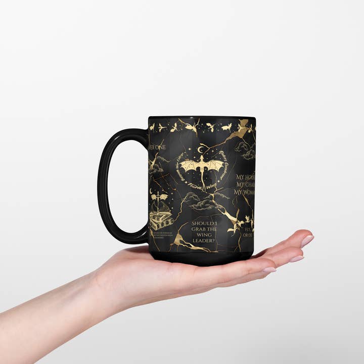 MagicMerchEmporium - Wholesale Coffee Mug - Fourth Wing Black & Gold Mug5