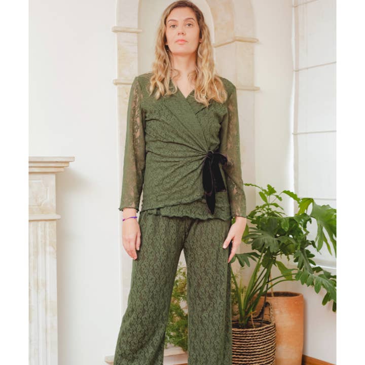 Aitana Pajama Azeitana por atacado de The Nylon Club