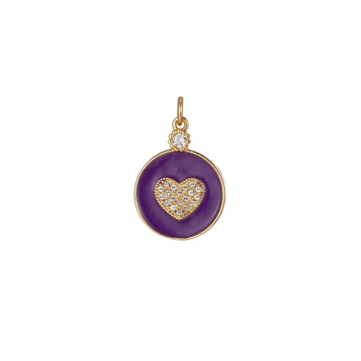 Aim Eternal – wholesale Individual charm/pendant – Dainty Gold Filled Coin Enamel Charm with Micro Pave Heart For Colorful Candy Jewelry Y2K Jewelry M-438 - M-4476