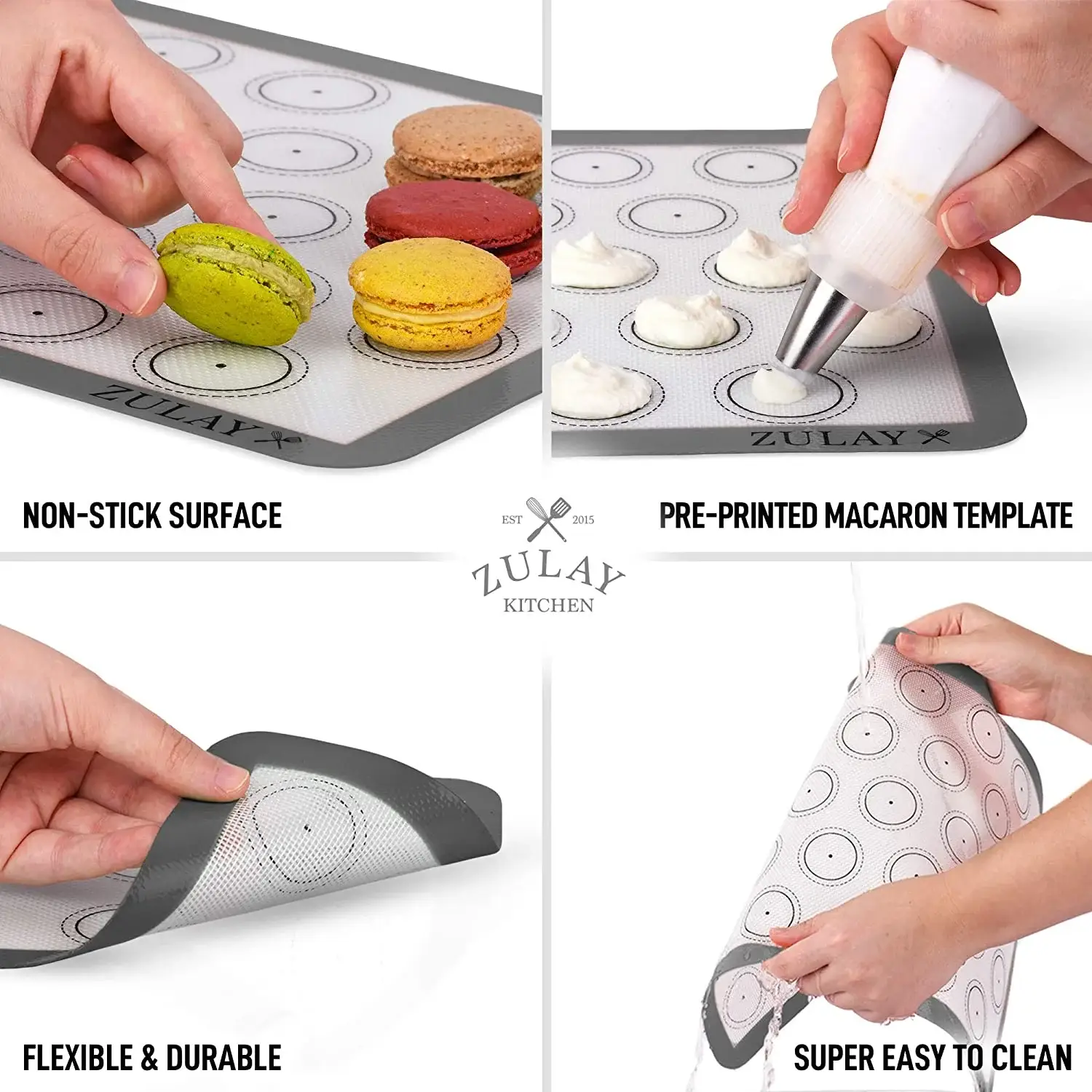 Zulay Kitchen - Wholesale Baking Sheet/Mat - Macaron Silicone Baking Mats With Pre-printed - Set of 43