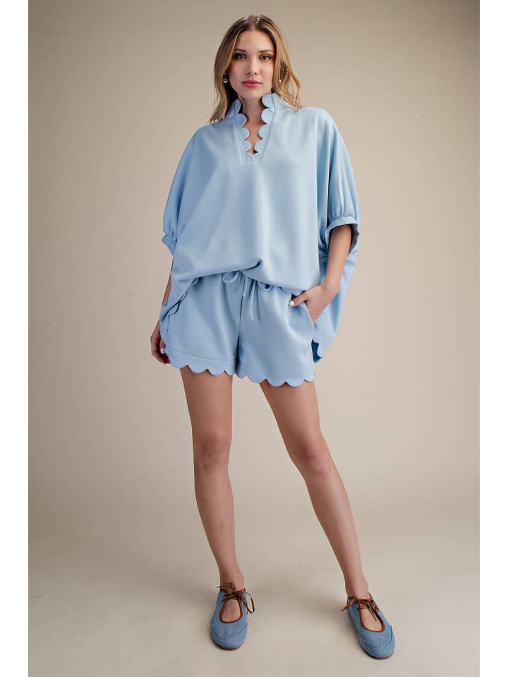 Glam - Wholesale Blouse - Women's - Scallop Neck Line Oversized Top18