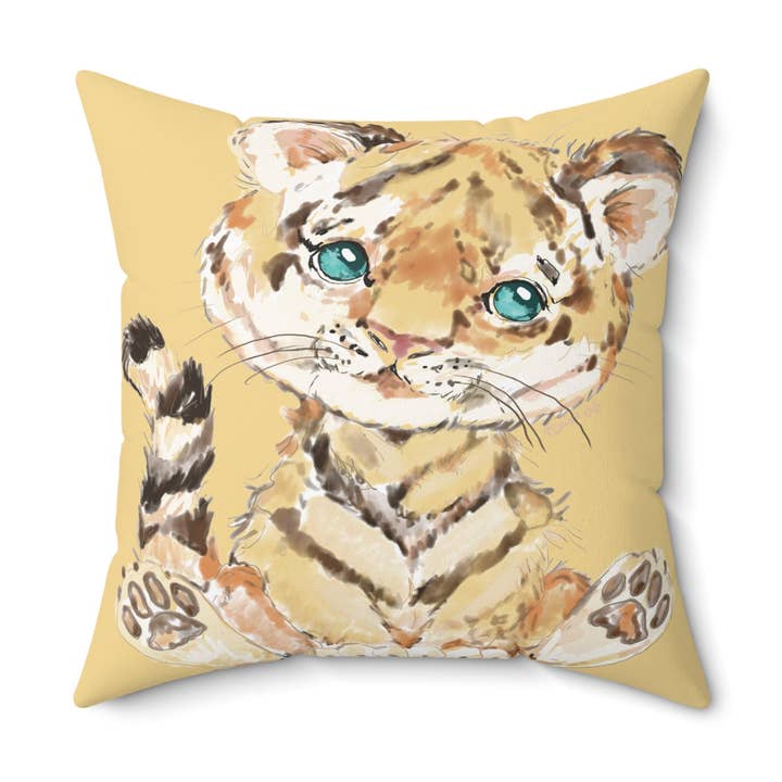 Niedliches Tiger-Kissen in Quadratform - Gemütliches Dekokissen für das Kinderzimmer, Akzent im Kinderzimmer für den Großhandel von Blue Cava