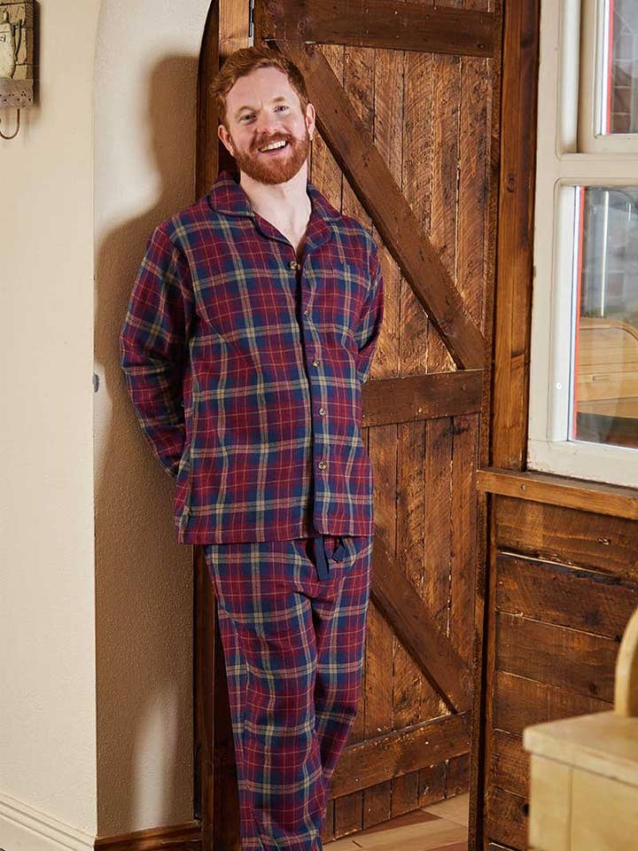Pyjamas Lee Valley Flannel -LV10 Maroon Navy Check for wholesale by Lee Valley Ireland