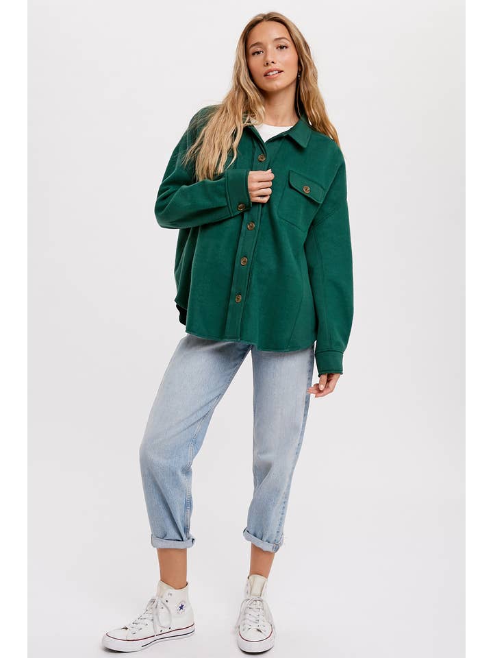 Bluivy – Engroshandel Skjortejakke/shacket – til kvinder – BØRSTET TERRY KNAP OP SHACKET34