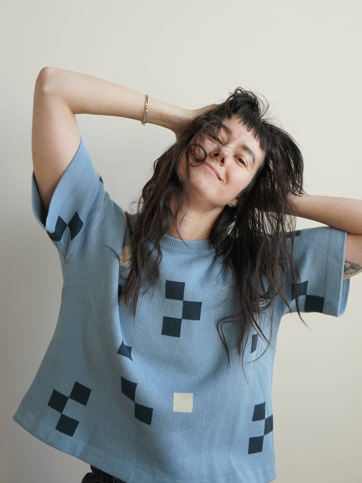 Albers Short Sleeve Sweater Tee - Larimar for wholesale by The Endery