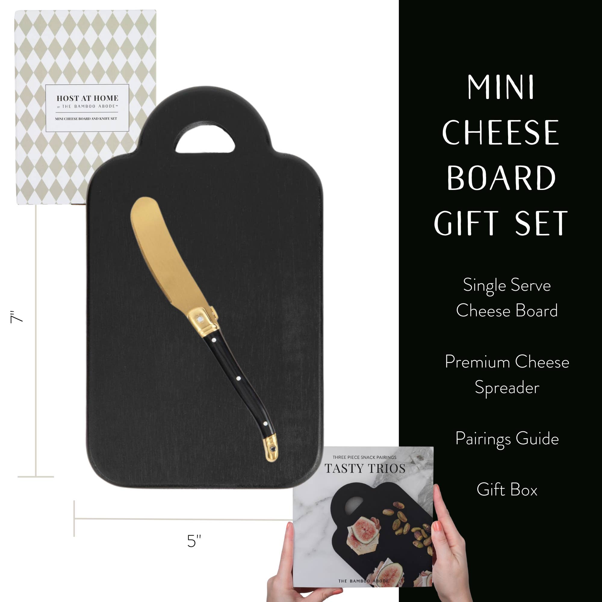 HOST at HOME by The Bamboo Abode - Wholesale Cheese Board - Mini Charcuterie Board and Knife | Unique Gifts1