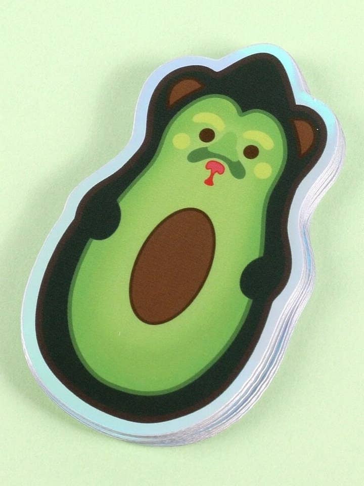 Avocado Bear Holographic Sticker for Laptops & Bottles for wholesale by ThinkofMeFrondly