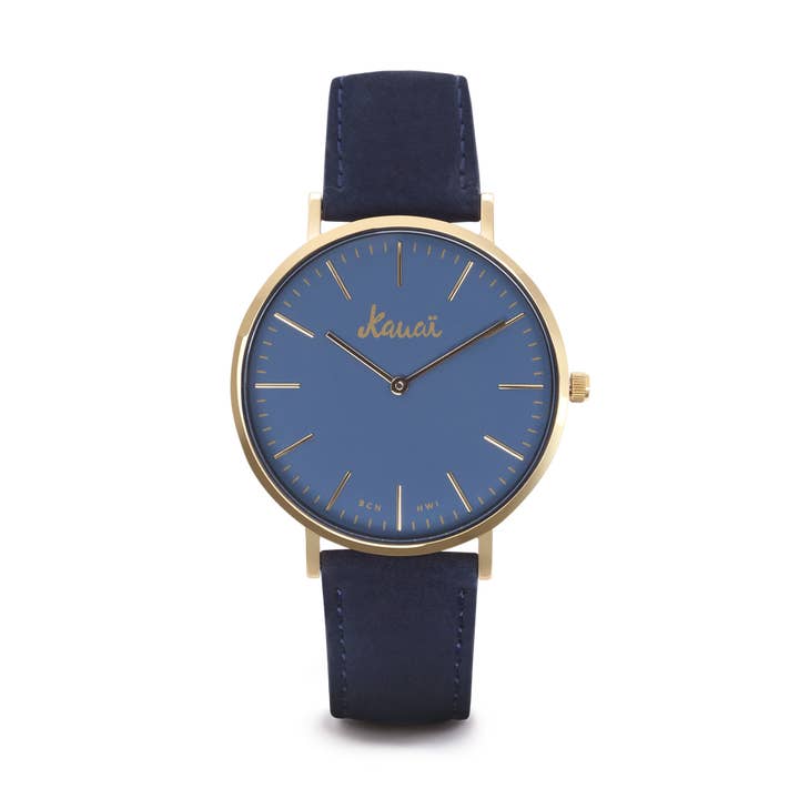 Moana Blue herre- eller kvinders marineblå ur | læderrem for engroshandel hos Kauai watches