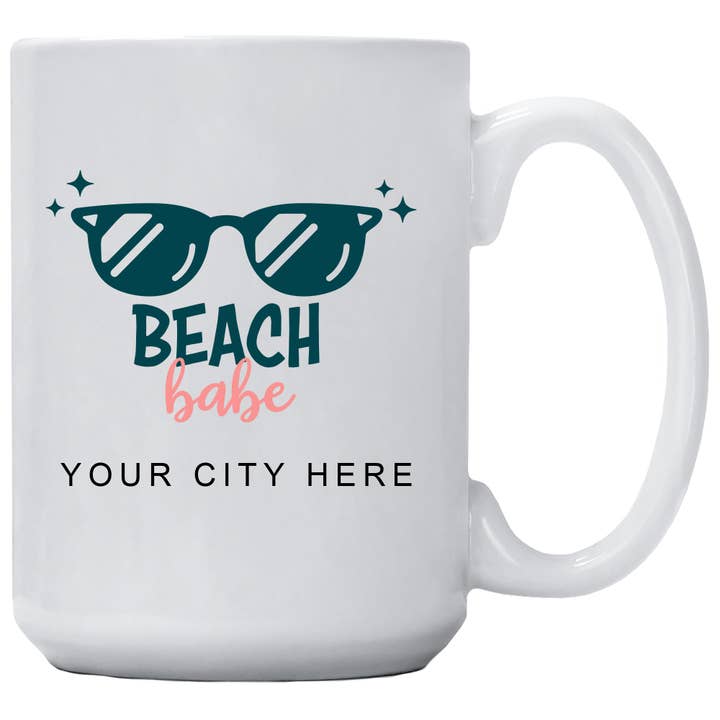 Coffee Mug - Custom Name Drop - Beach Babe for wholesale by Cedar Crate Market