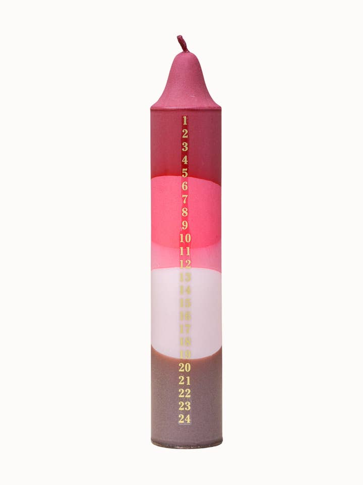 Advent Candle, Christmas Calendar, Red/Fuchsia/Beige/Brown for wholesale by Nordtrice