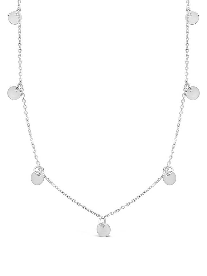 Sterling Silver Multi Charm Disk Necklace for wholesale by Sterling Forever