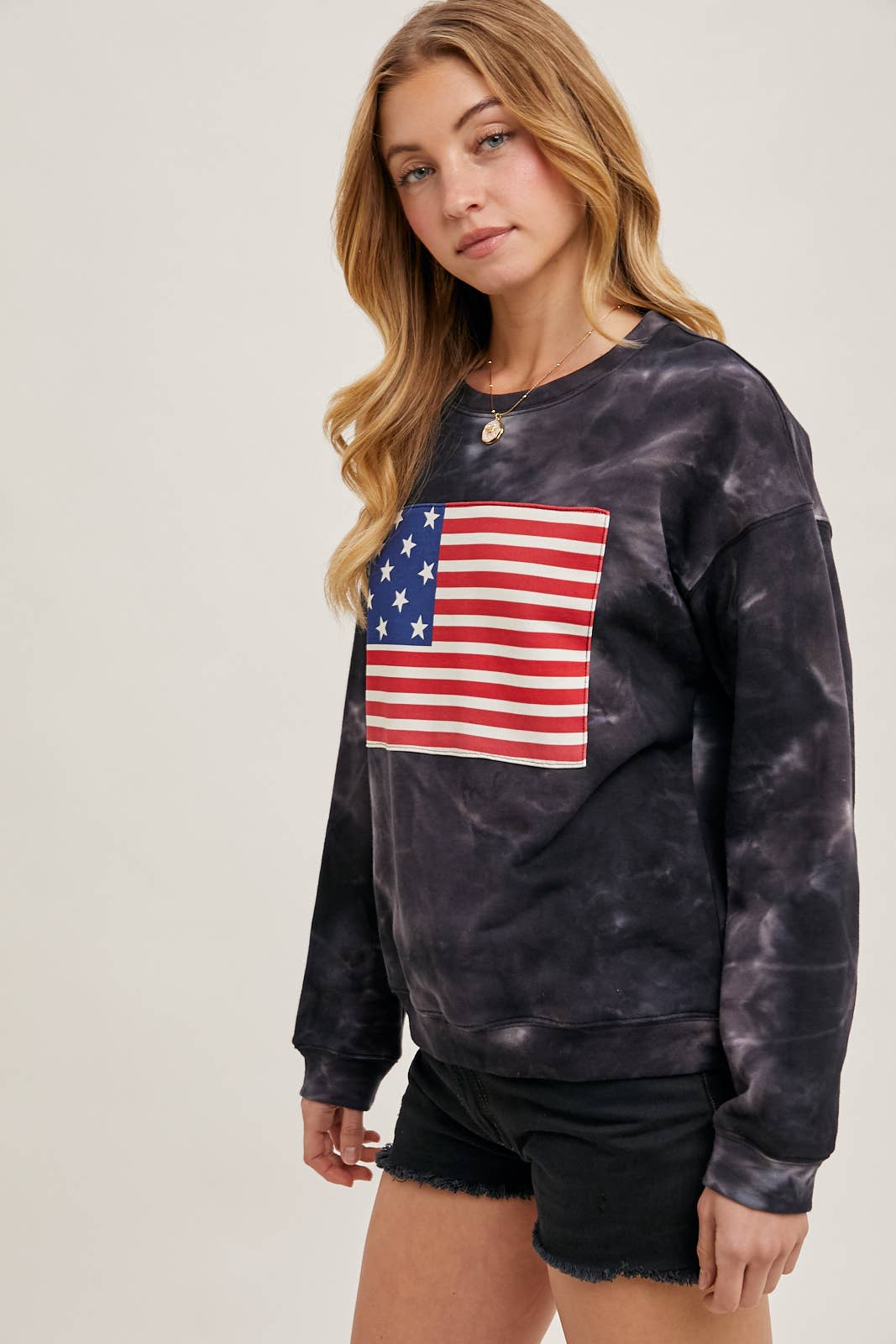 Bluivy - Wholesale Sweatshirt - Women's - US FLAG TIE-DYE SWEATSHIRT PULLOVER - 4TH OF JULY1