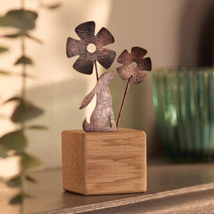 Daisy Gazing Hare Ornament for wholesale by Joanne Tinley Jewellery