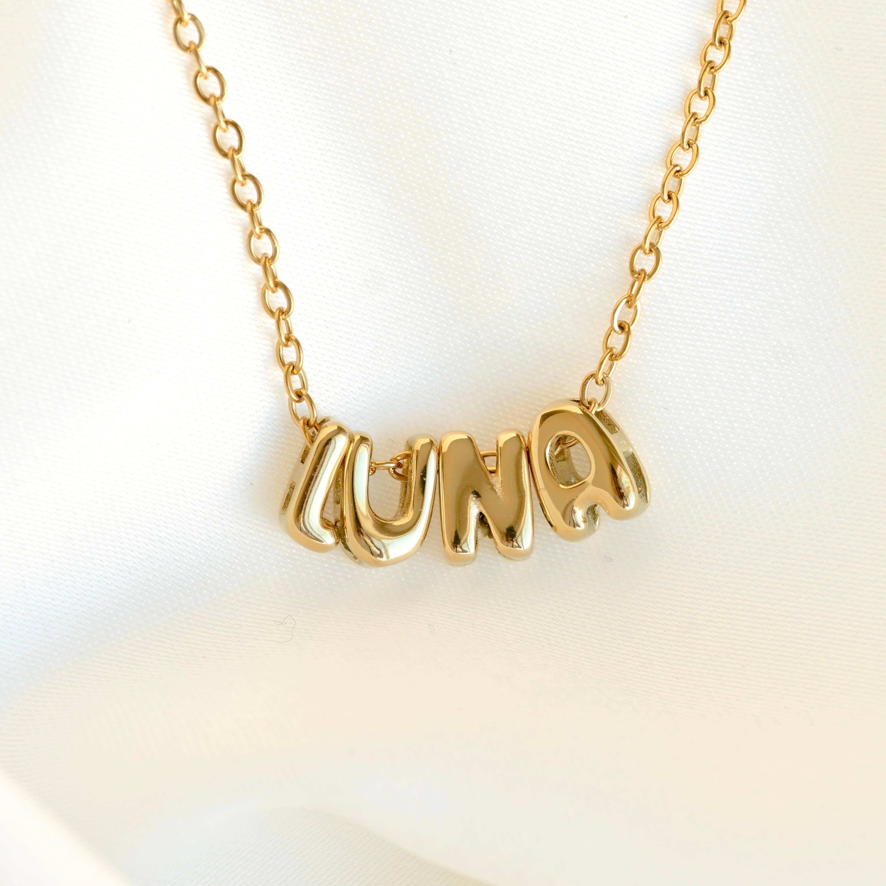 Blueyejewelry - Vendita all'ingrosso Collana con ciondolo/pendaglio - Collana Personalizzata con Nome a Lettere Gonfiate Piccole1