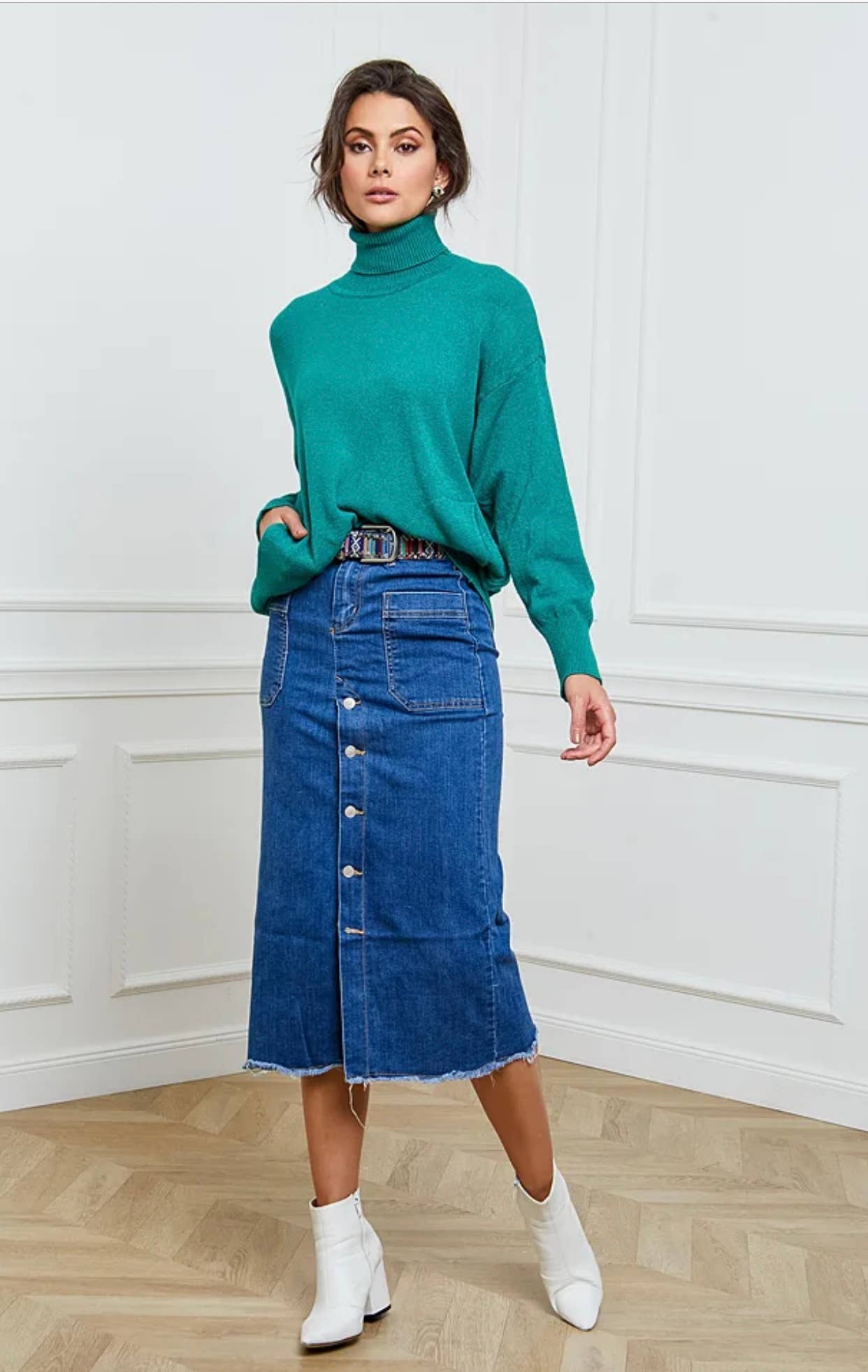 LÉA & LUC – wholesale Knitted jumper – Women′s – Turtleneck sweater with pockets REF. 003061