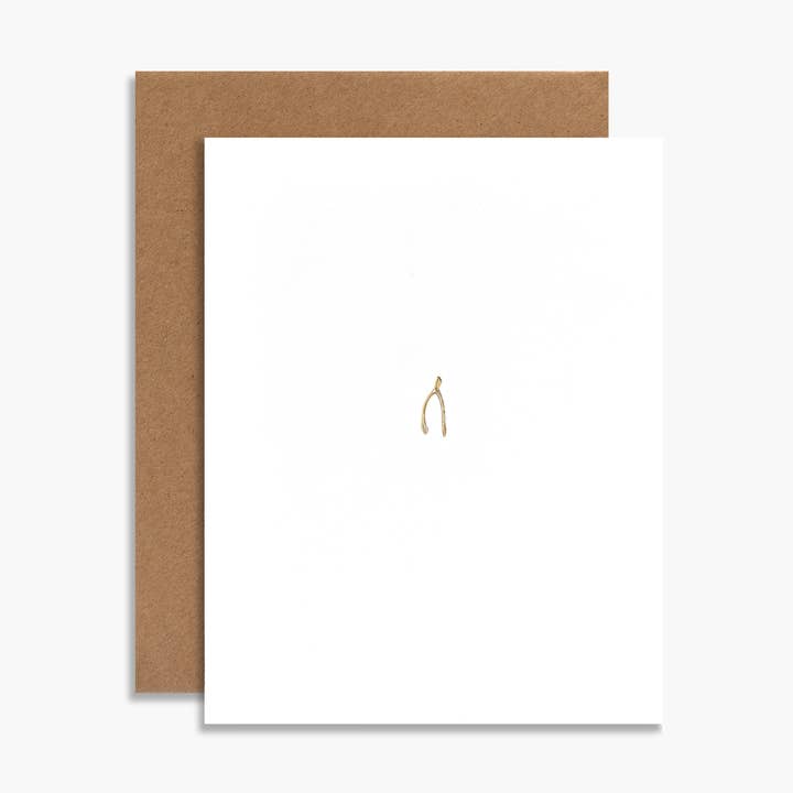 Wishbone Gold Foil Greeting Card Minimal Happy Birthday Card for wholesale by Souvenir Stationery